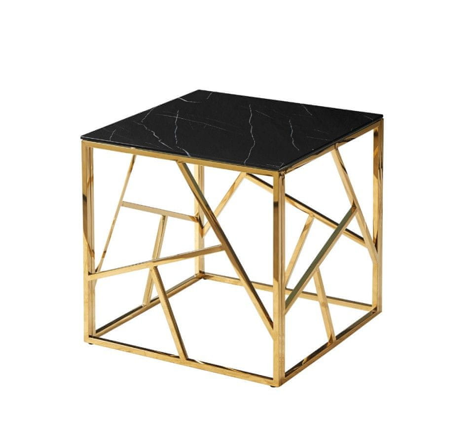 Veneti Dizajnový odkladací stolík PIM 2 - čierny mramor, zlatý